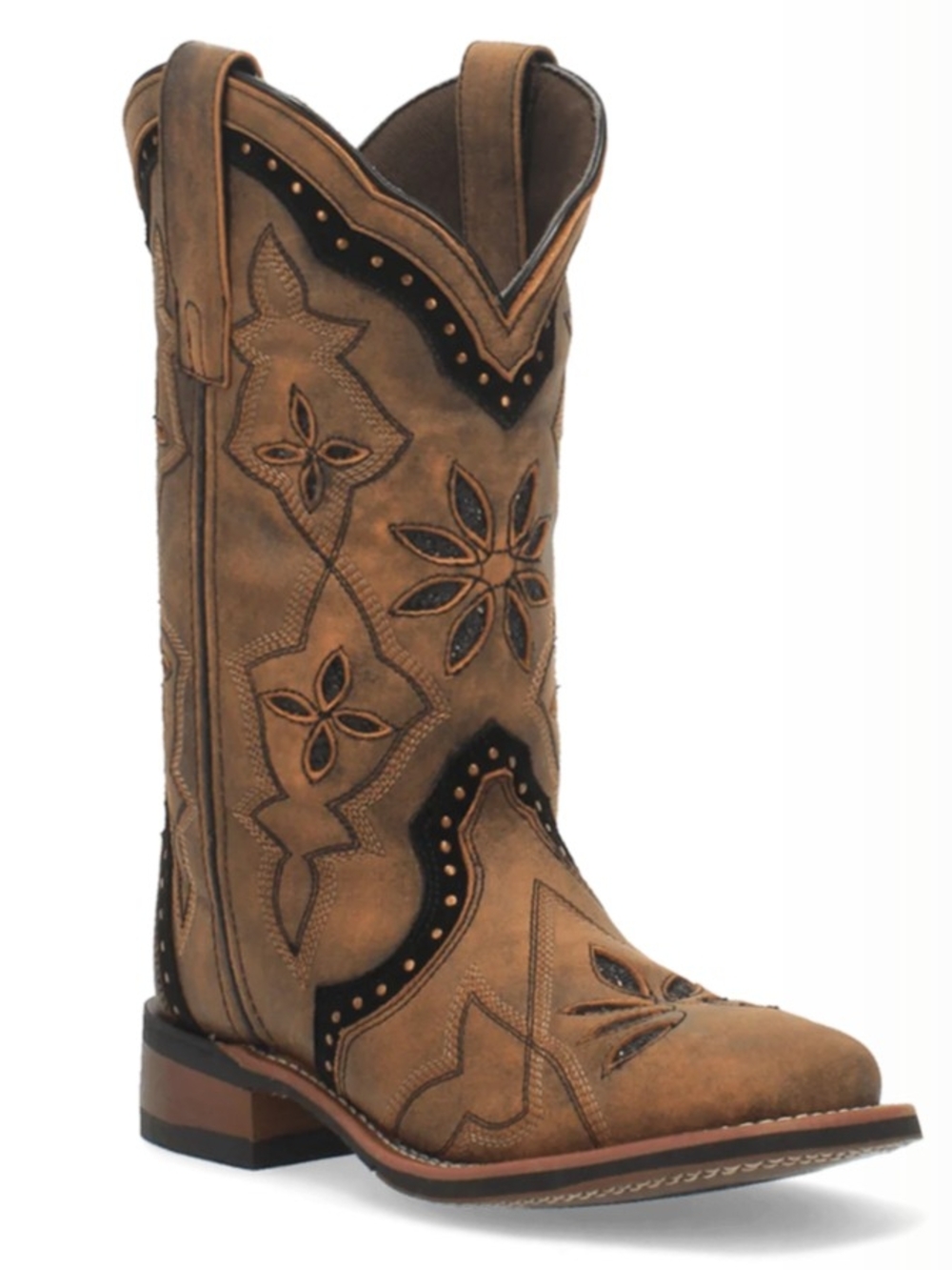 Laredo Bouquet Brown Leather Women's Boots - Size 9.5 Like New